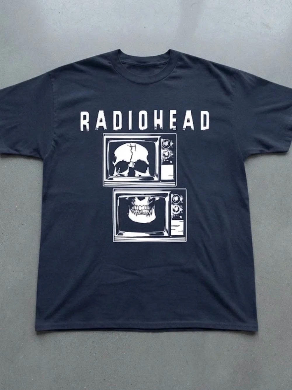 Black Graphic Tee - Skull TV Design